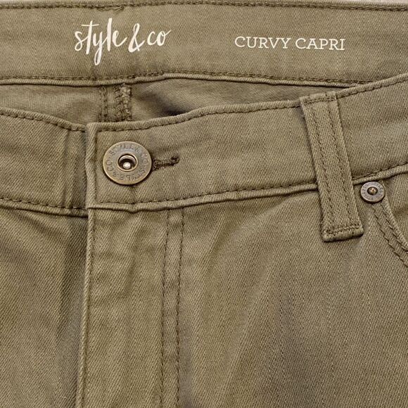 Style & Co Curvy Capri Army Green Pants Size 8P - Picture 4 of 7